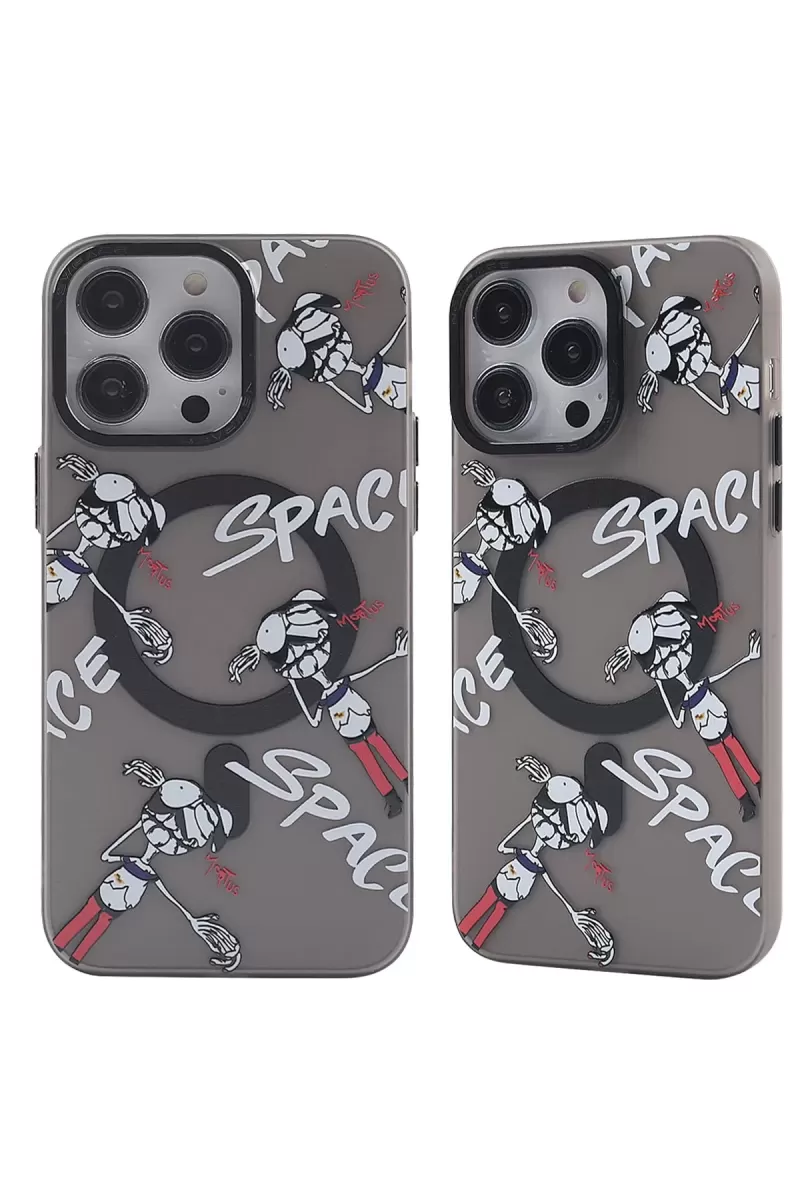 Newface Apple iPhone 13 Pro Kılıf Apollo Magneticsafe Desenli Kapak - Apollo Siyah - 3
