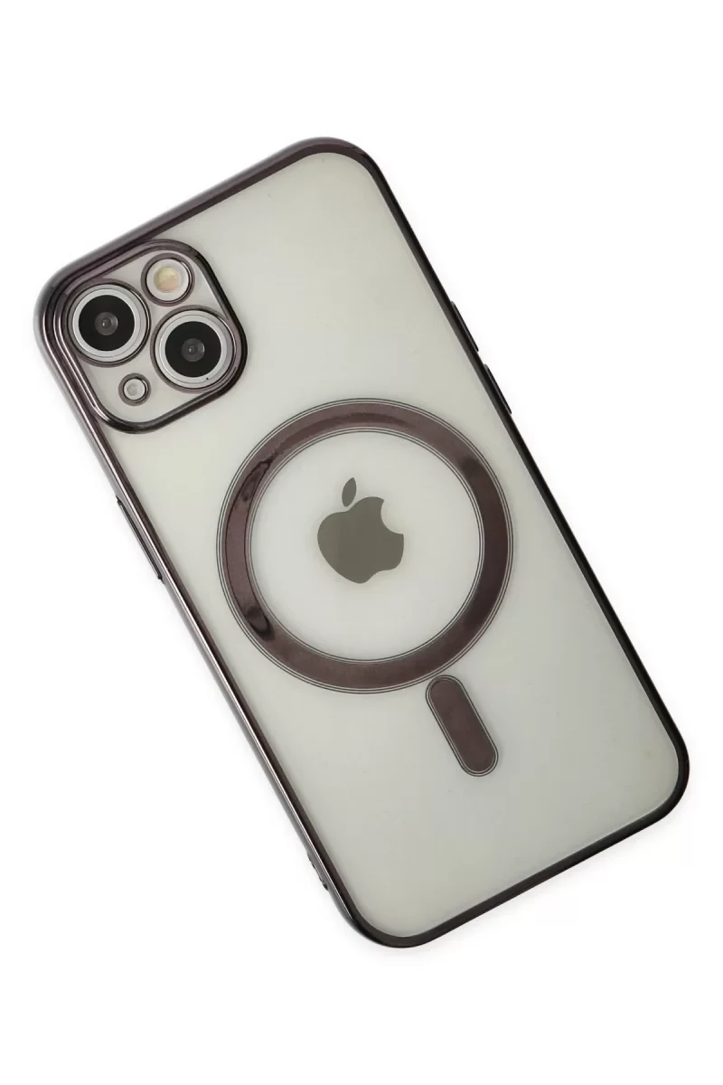 Newface Apple iPhone 14 Plus Kılıf Magneticsafe Lazer Silikon - Siyah