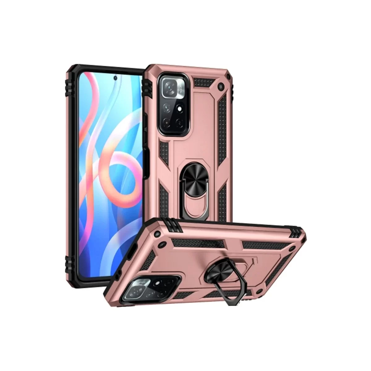 Newface Xiaomi Redmi Note 11T Kılıf Sofya Yüzüklü Silikon Kapak - Rose
