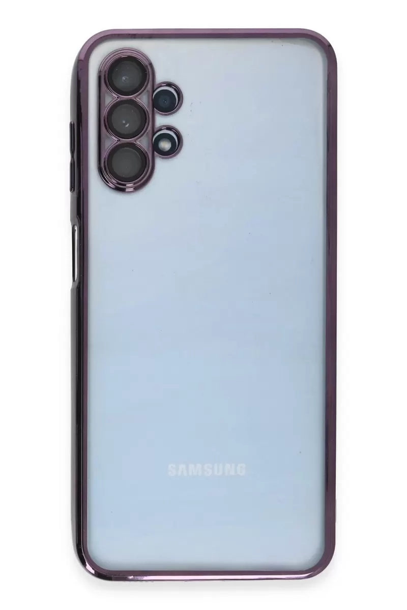 Newface Samsung Galaxy A13 4G Kılıf Razer Lensli Silikon - Mor