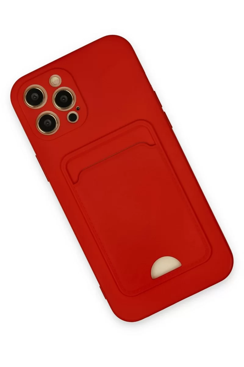 Newface Apple iPhone 12 Pro Max Kılıf Kelvin Kartvizitli Silikon - Kırmızı