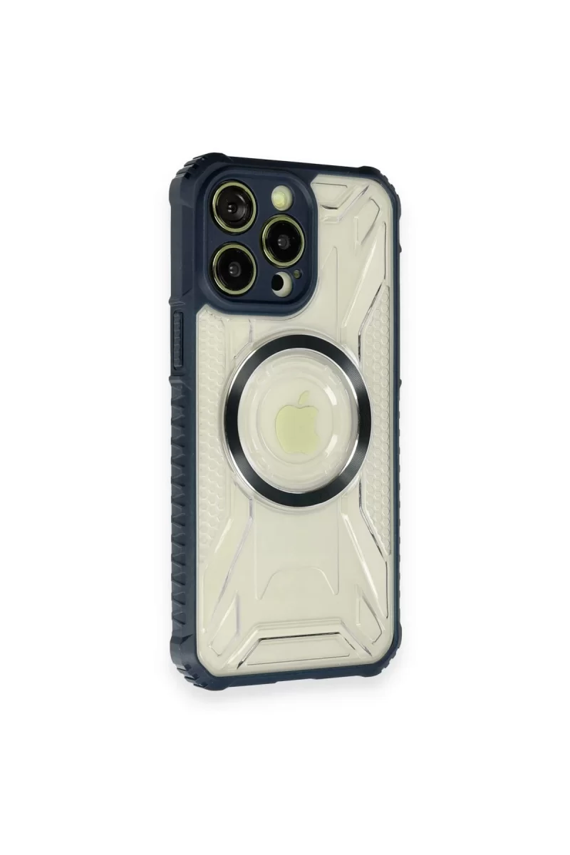 Newface Apple iPhone 12 Pro Max Kılıf Prag Magneticsafe Kapak - Lacivert