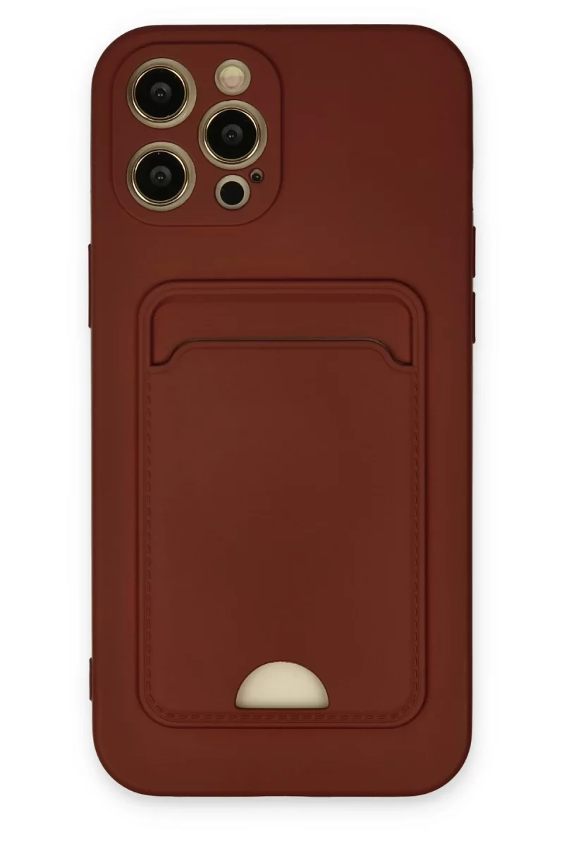 Newface Apple iPhone 12 Pro Max Kılıf Kelvin Kartvizitli Silikon - Bordo