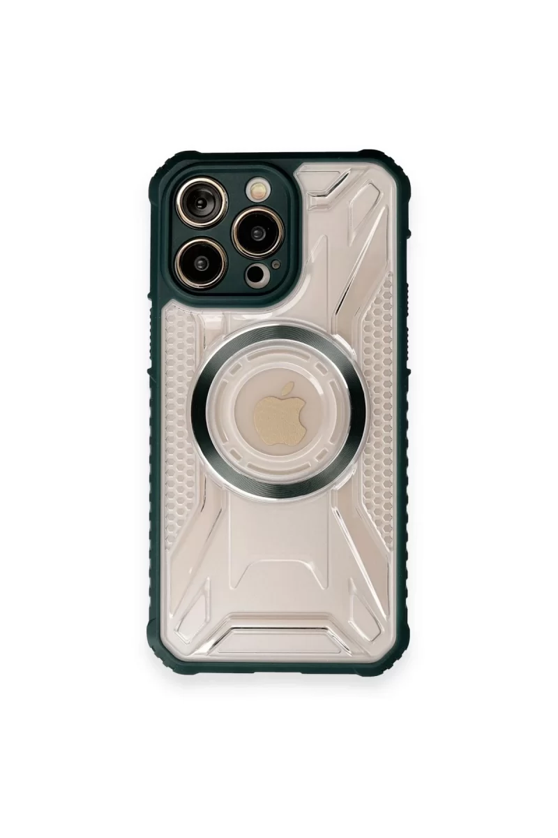 Newface Apple iPhone 12 Pro Max Kılıf Prag Magneticsafe Kapak - Koyu Yeşil