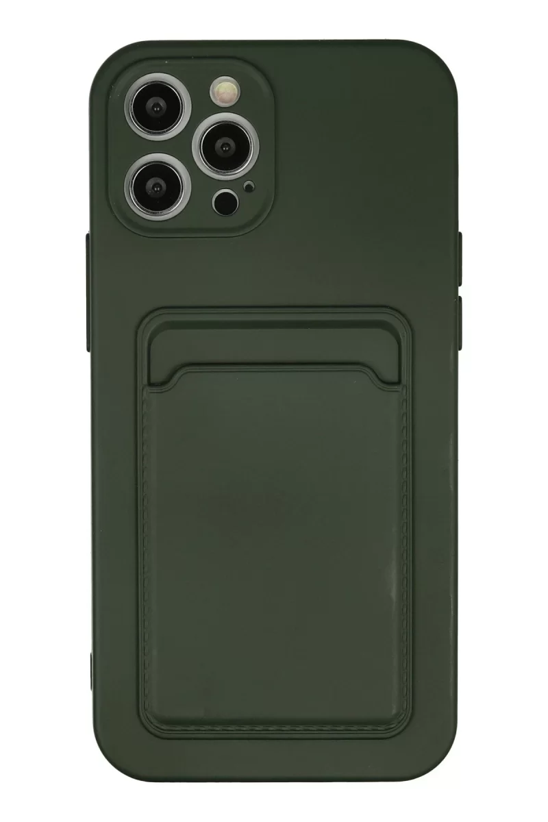 Newface Apple iPhone 12 Pro Max Kılıf Kelvin Kartvizitli Silikon - Koyu Yeşil