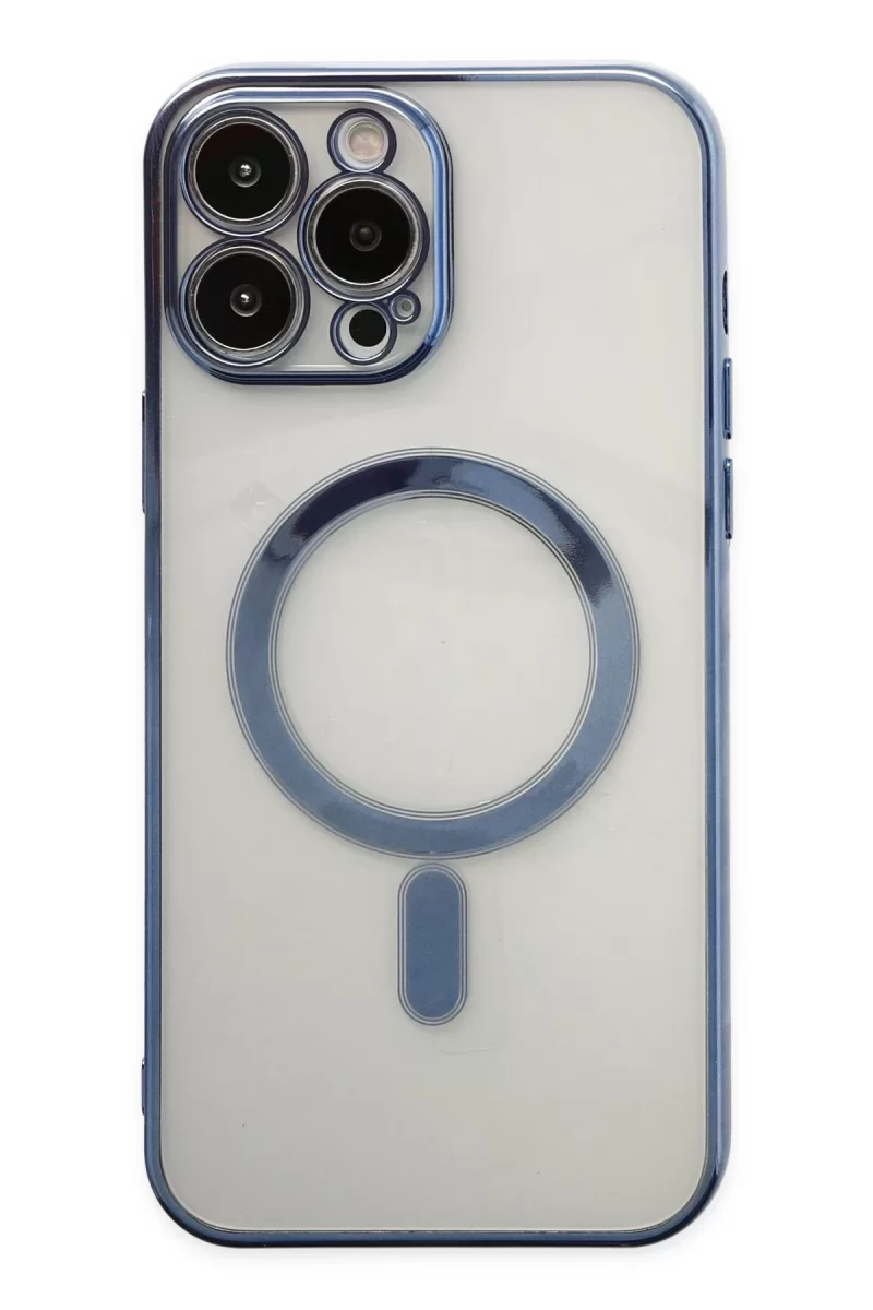 Newface Apple iPhone 14 Pro Kılıf Magneticsafe Lazer Silikon - Sierra Blue