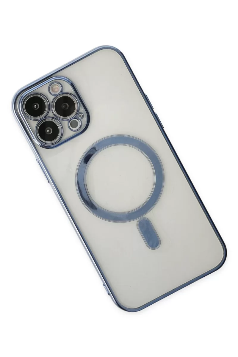Newface Apple iPhone 14 Pro Kılıf Magneticsafe Lazer Silikon - Sierra Blue