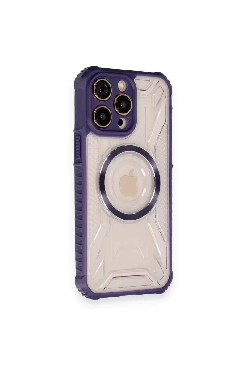 Newface Apple iPhone 12 Pro Max Kılıf Prag Magneticsafe Kapak - Derin Mor