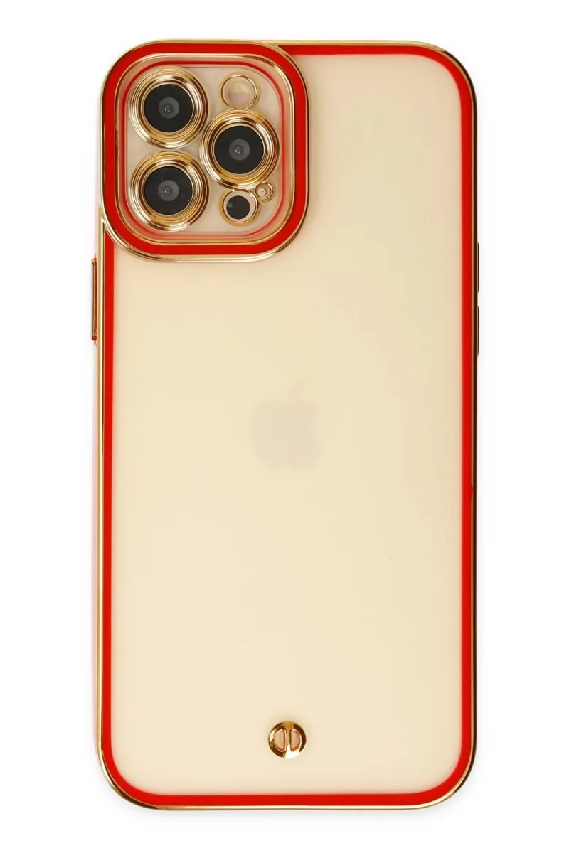 Newface Apple iPhone 12 Pro Kılıf Liva Lens Silikon - Kırmızı