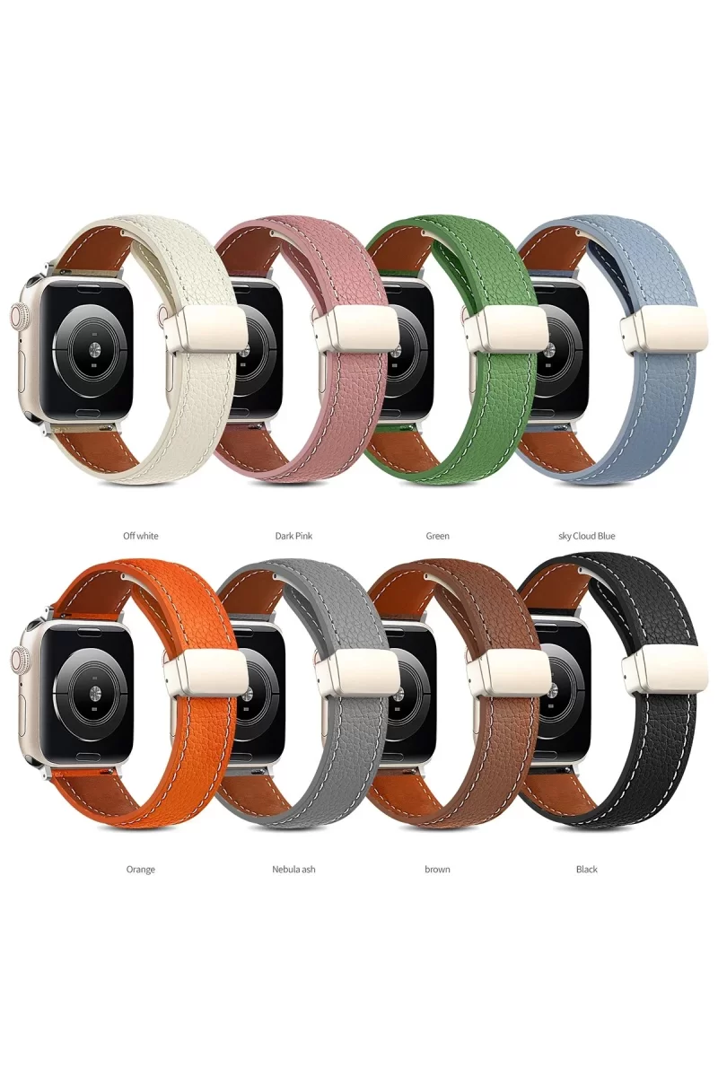 Newface Apple Watch 42mm KR414 Daks Deri Kordon - Koyu Yeşil