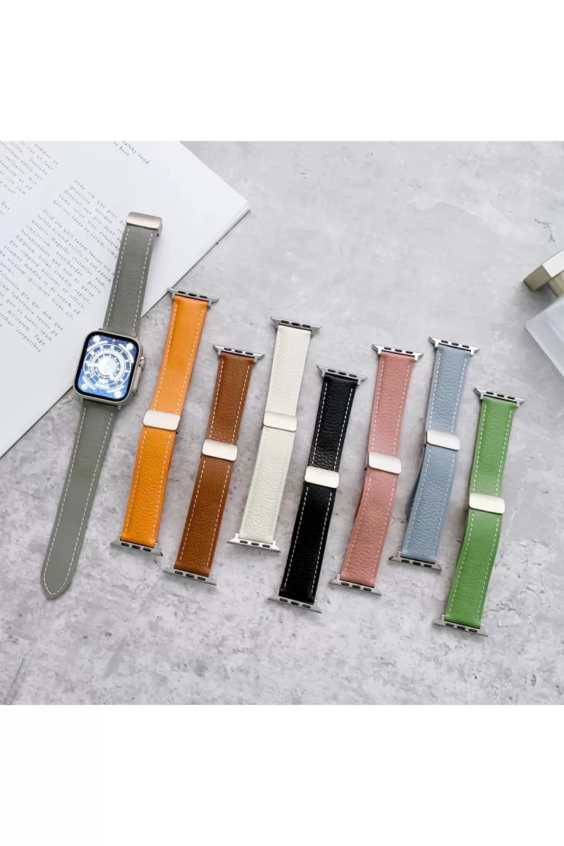 Newface Apple Watch 42mm KR414 Daks Deri Kordon - Koyu Yeşil