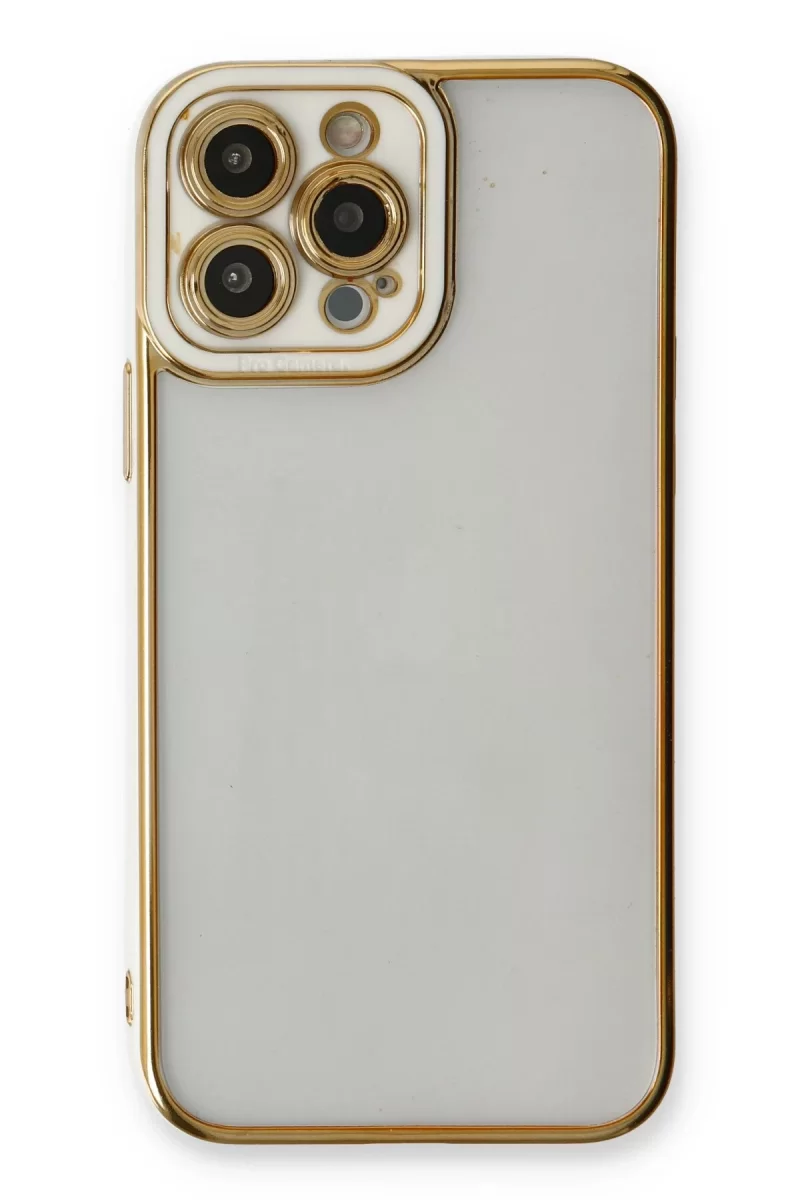 Newface Apple iPhone 13 Pro Kılıf Liva Lens Silikon - Beyaz