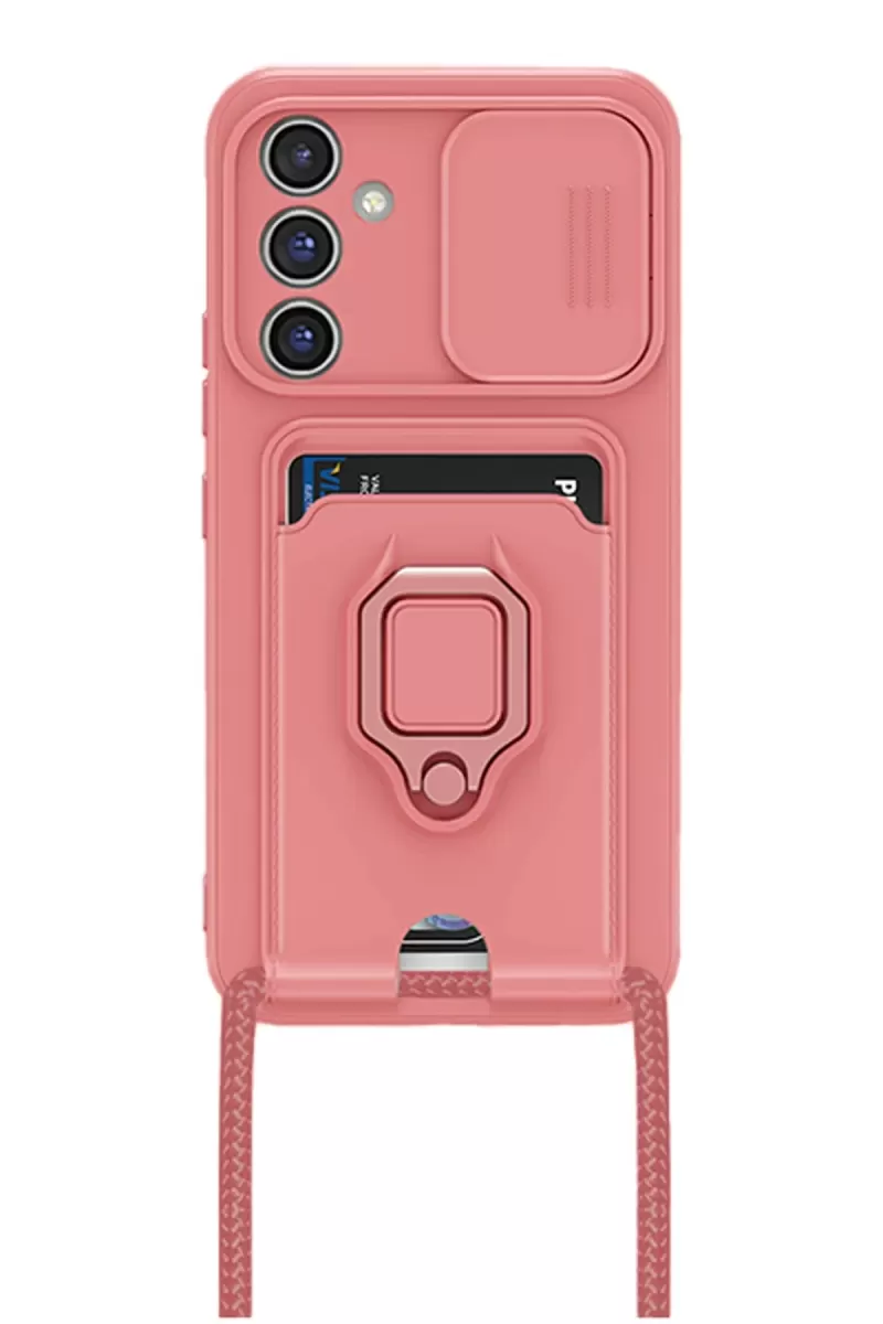 Newface Samsung Galaxy A54 5G Kılıf Zuma Kartvizitli Yüzüklü Silikon - Pembe