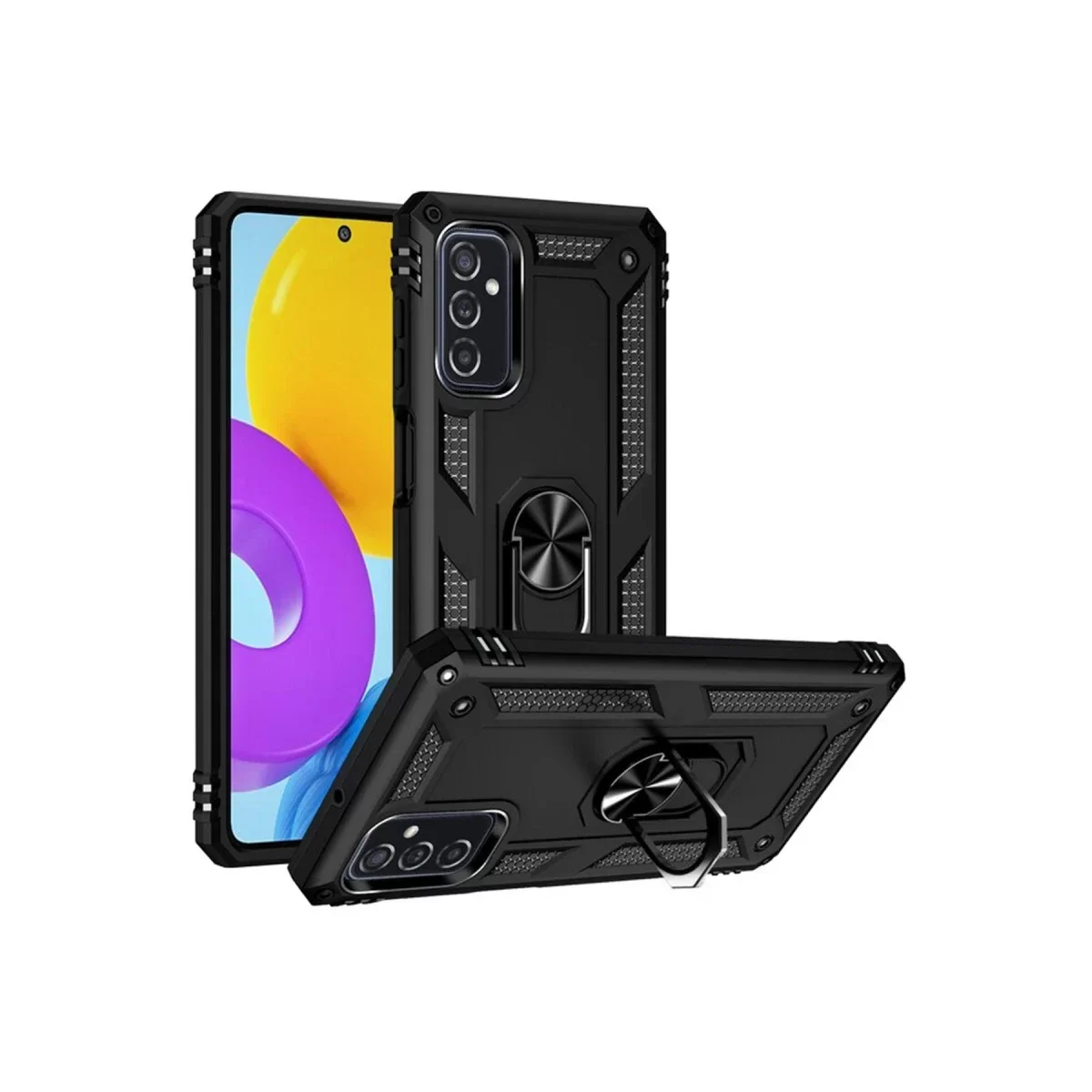 Newface Samsung Galaxy M52 5G Kılıf Sofya Yüzüklü Silikon Kapak - Siyah