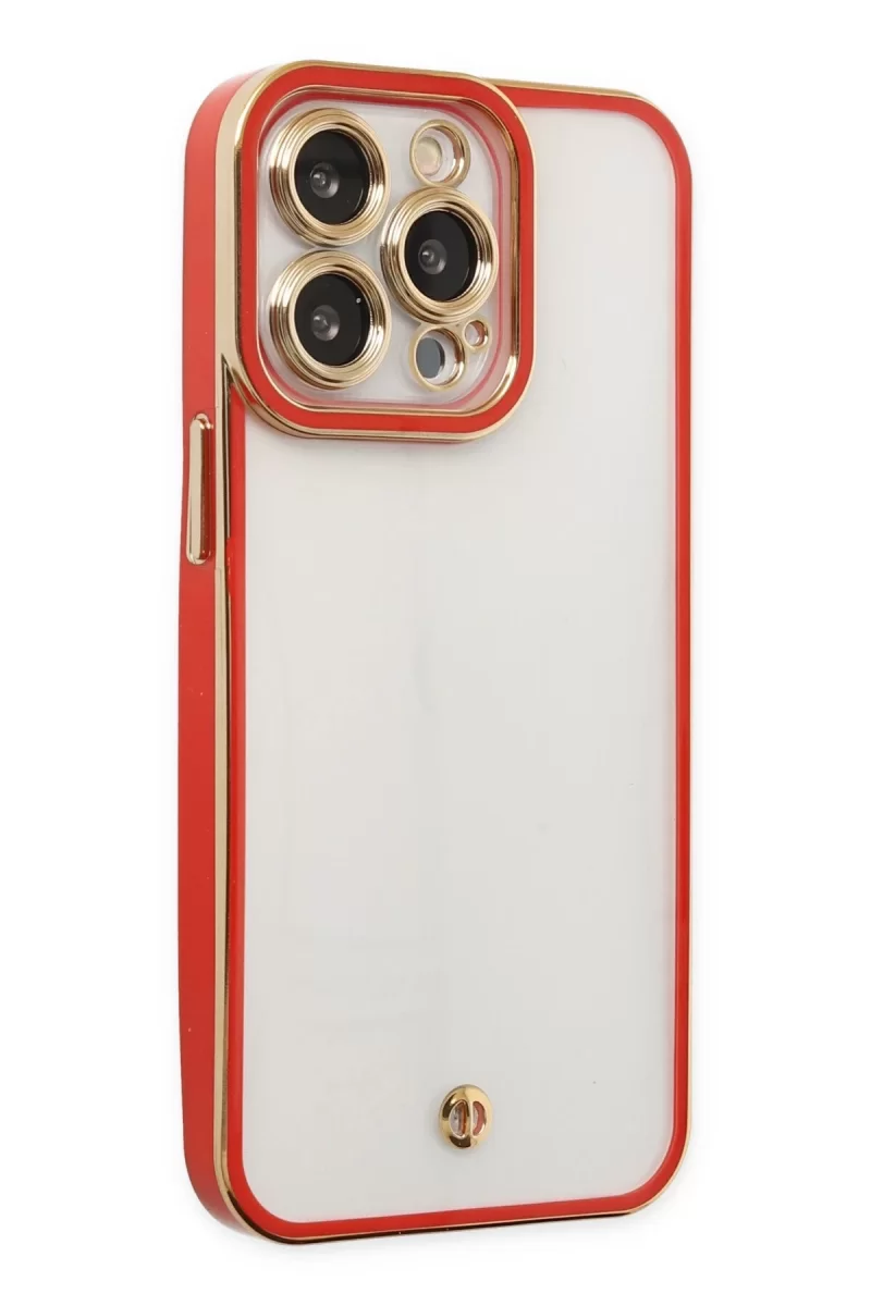 Newface Apple iPhone 13 Pro Kılıf Liva Lens Silikon - Kırmızı
