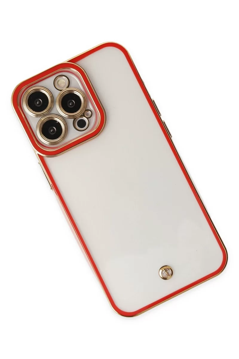 Newface Apple iPhone 13 Pro Kılıf Liva Lens Silikon - Kırmızı