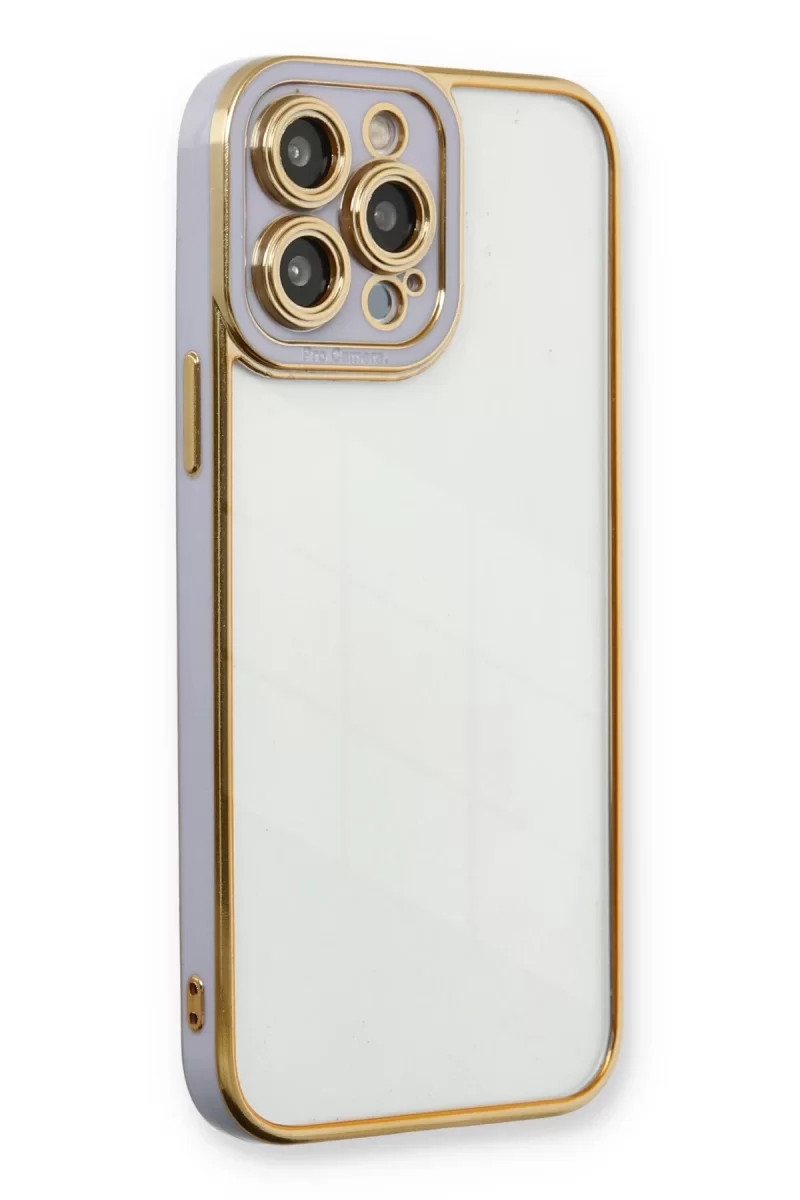 Newface Apple iPhone 13 Pro Max Kılıf Liva Lens Silikon - Lila