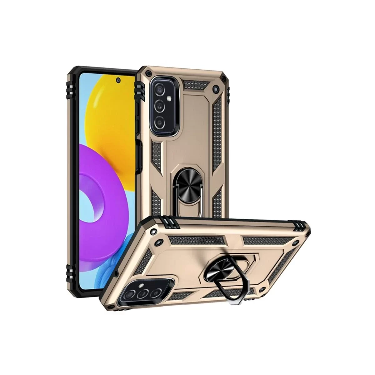 Newface Samsung Galaxy M52 5G Kılıf Sofya Yüzüklü Silikon Kapak - Gold