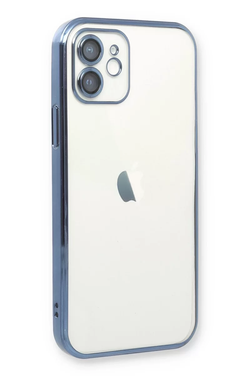 Newface Apple iPhone 12 Kılıf Razer Lensli Silikon - Açık Mavi