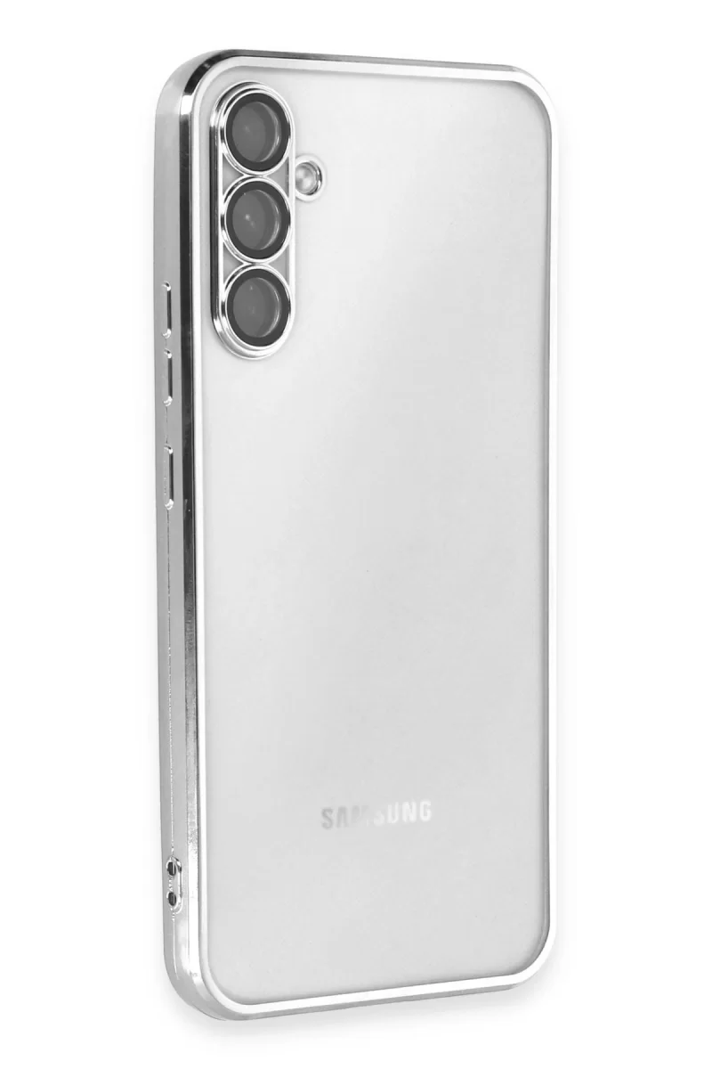 Newface Samsung Galaxy A34 5G Kılıf Razer Lensli Silikon - Gümüş