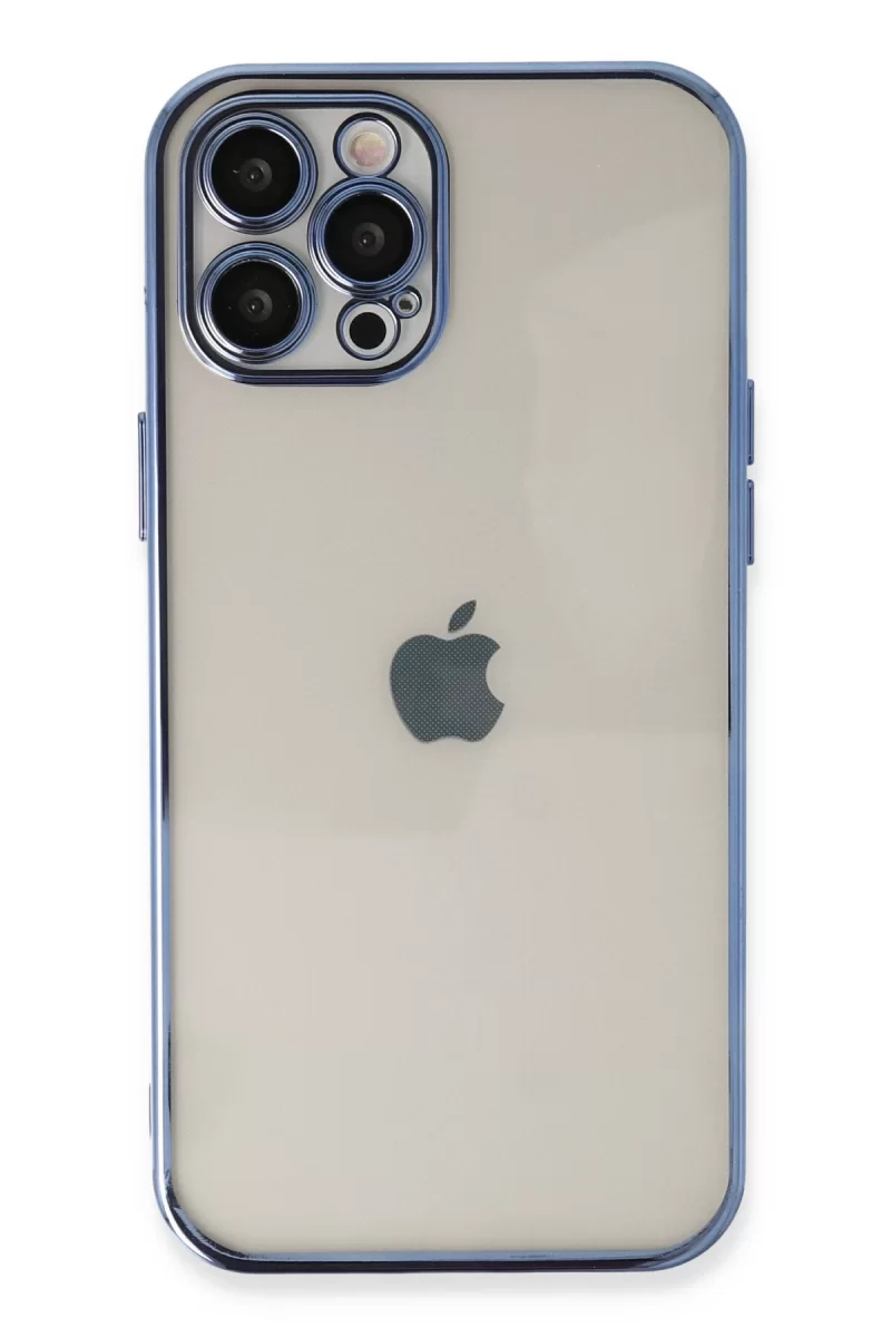 Newface Apple iPhone 12 Pro Kılıf Razer Lensli Silikon - Açık Mavi