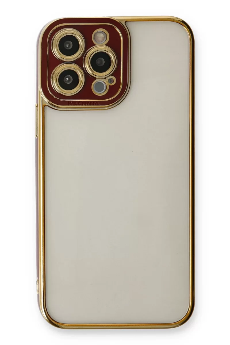 Newface Apple iPhone 13 Pro Kılıf Liva Lens Silikon - Bordo
