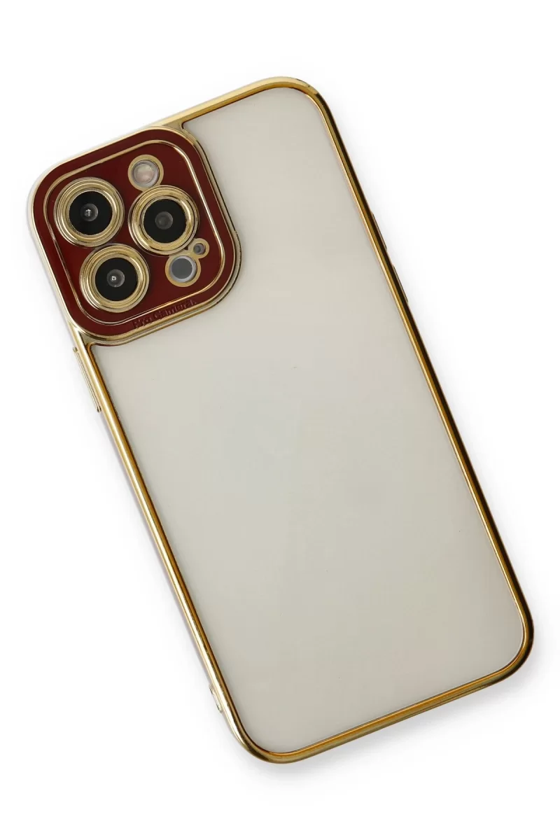 Newface Apple iPhone 13 Pro Kılıf Liva Lens Silikon - Bordo