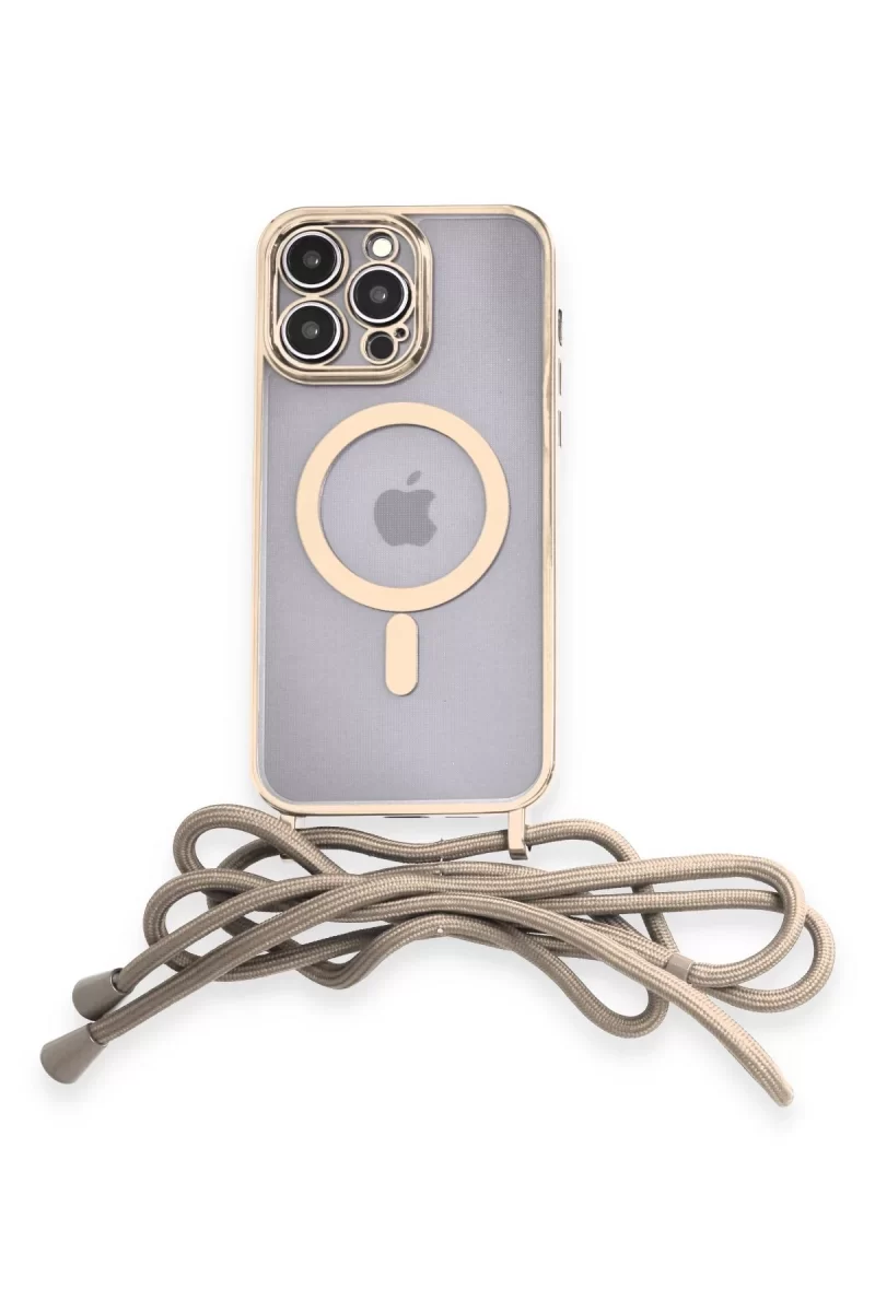 Newface Apple iPhone 12 Pro Kılıf Divo Lazer Askılı Magsafe Kapak - Gold