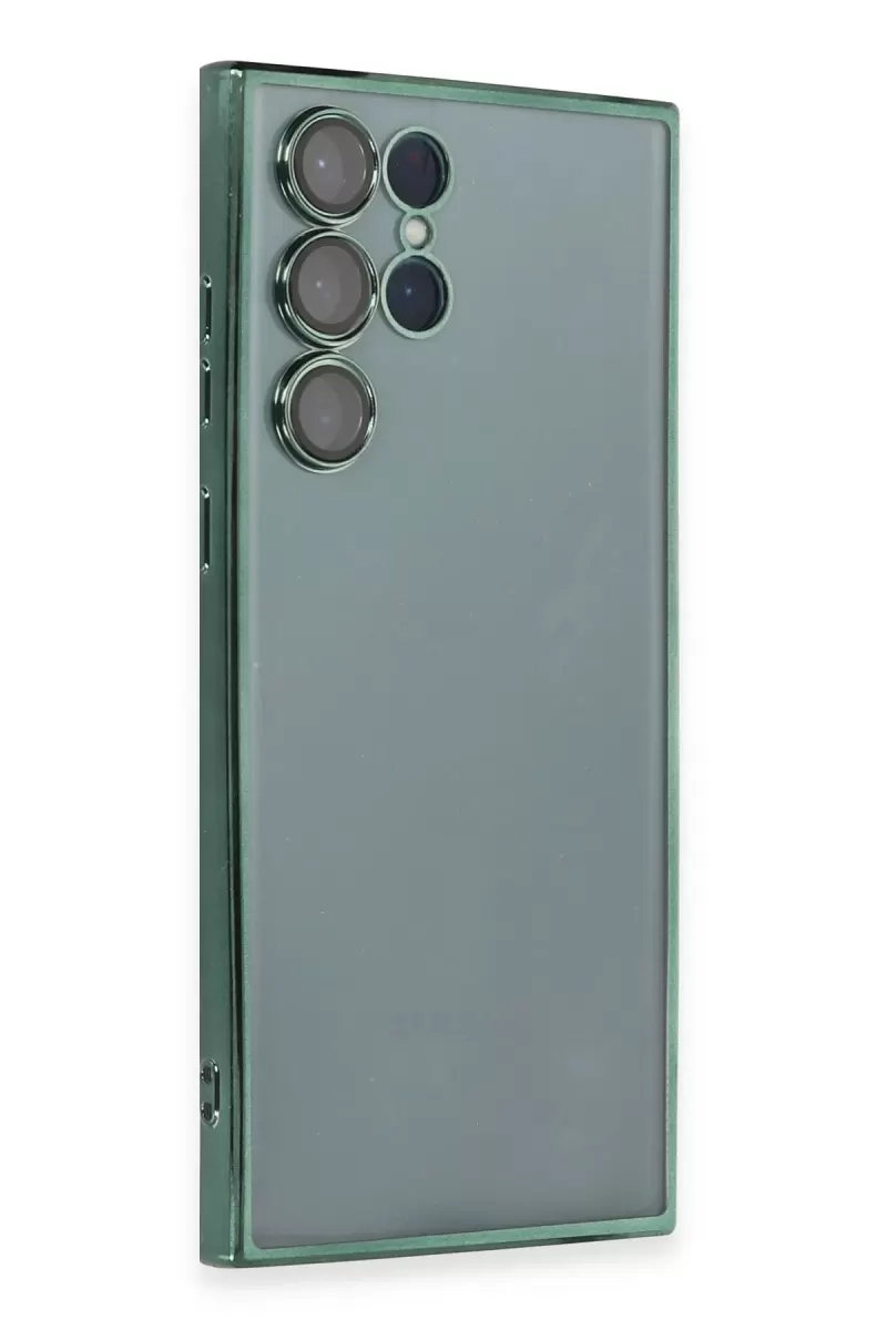 Newface Samsung Galaxy S22 Ultra Kılıf Razer Lensli Silikon - Yeşil