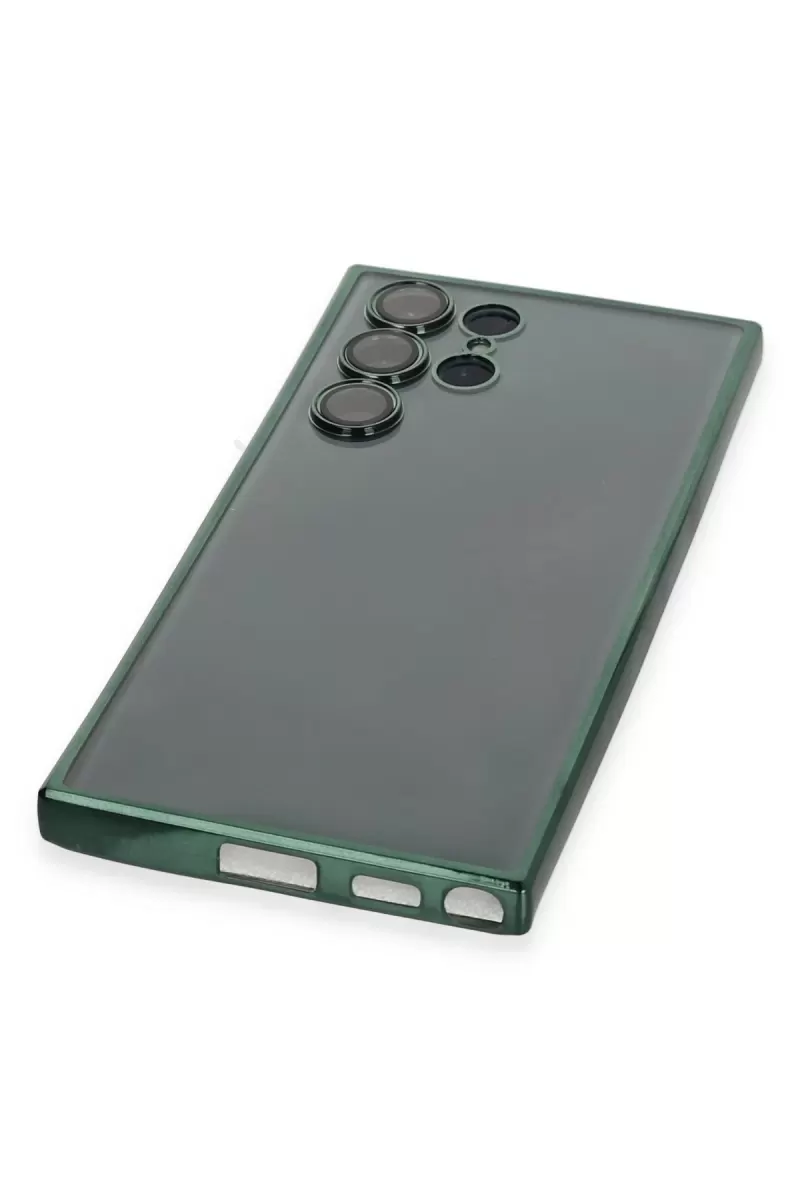 Newface Samsung Galaxy S22 Ultra Kılıf Razer Lensli Silikon - Yeşil
