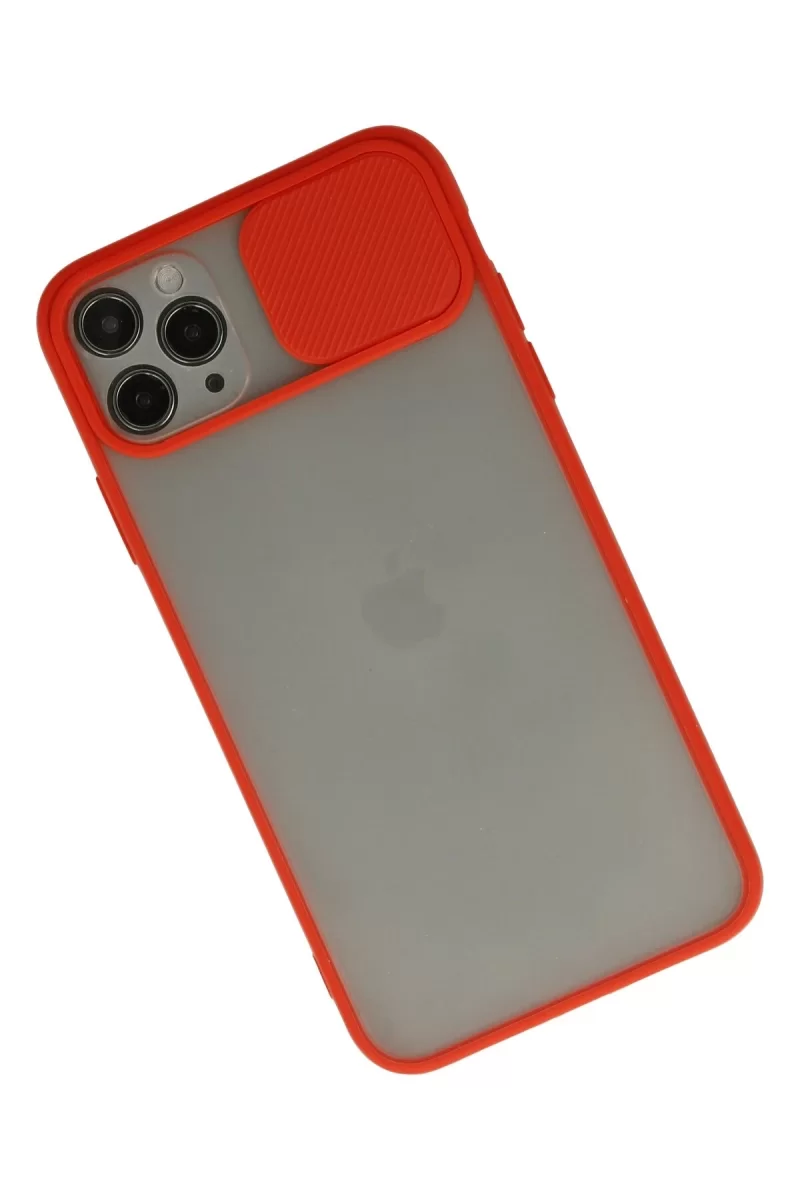 Newface Apple iPhone 11 Pro Kılıf Palm Buzlu Kamera Sürgülü Silikon - Kırmızı