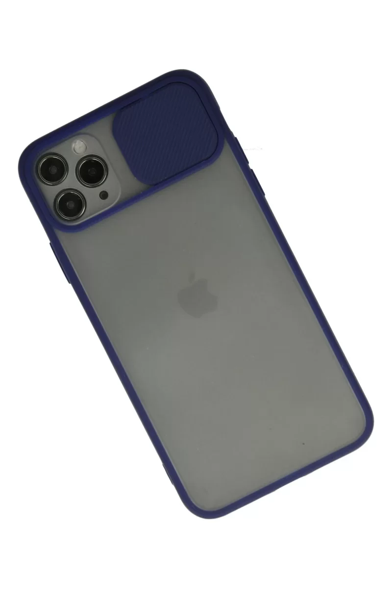 Newface Apple iPhone 11 Pro Kılıf Palm Buzlu Kamera Sürgülü Silikon - Lacivert
