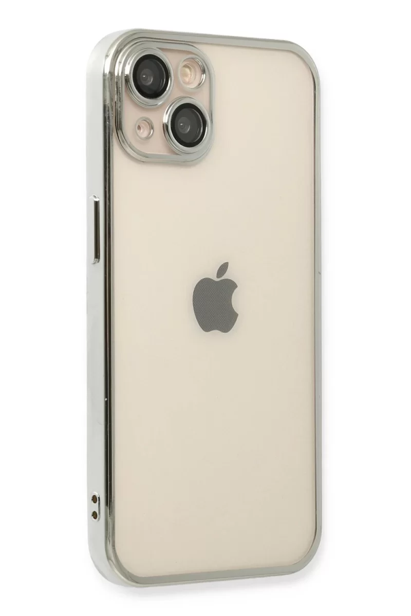 Newface Apple iPhone 14 Plus Kılıf Razer Lensli Silikon - Gümüş