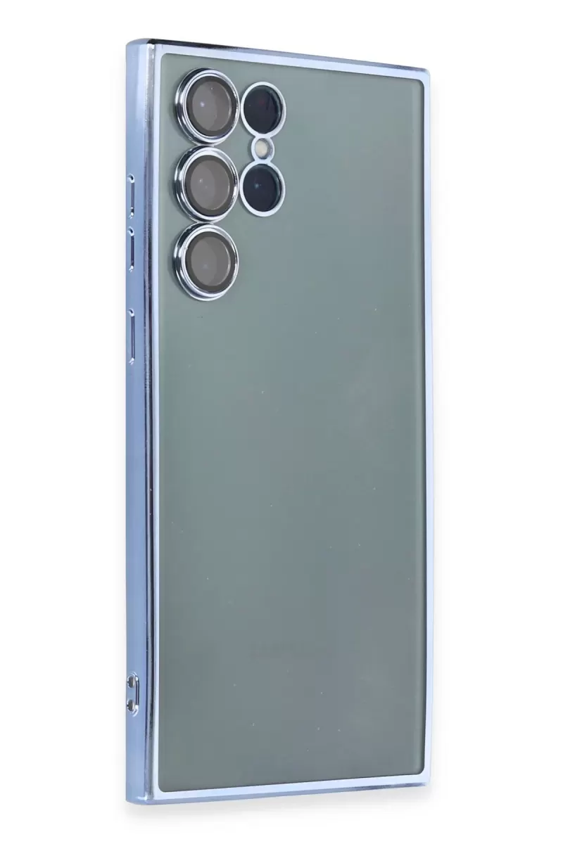Newface Samsung Galaxy S22 Ultra Kılıf Razer Lensli Silikon - Açık Mavi