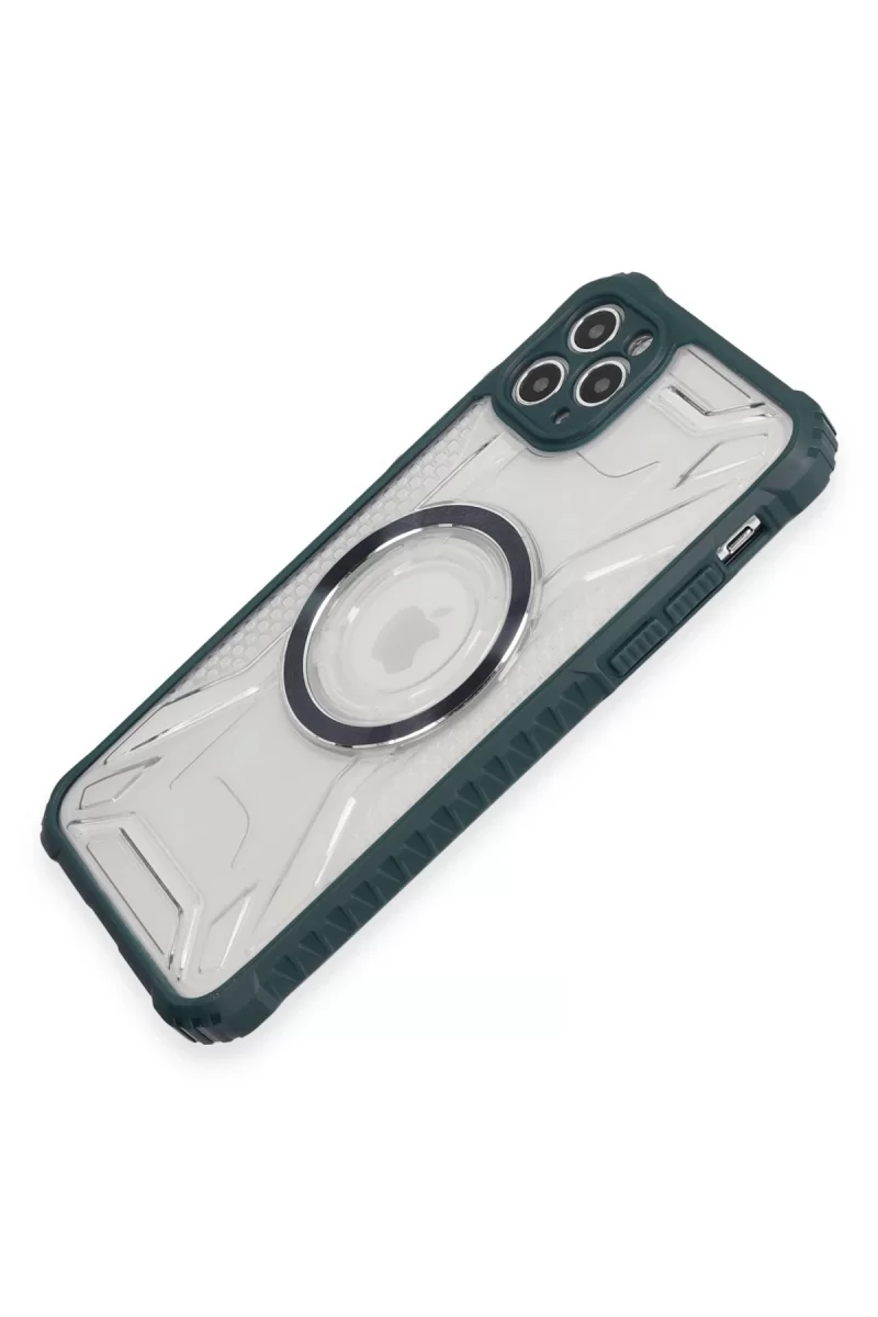 Newface Apple iPhone 11 Pro Max Kılıf Prag Magneticsafe Kapak - Koyu Yeşil