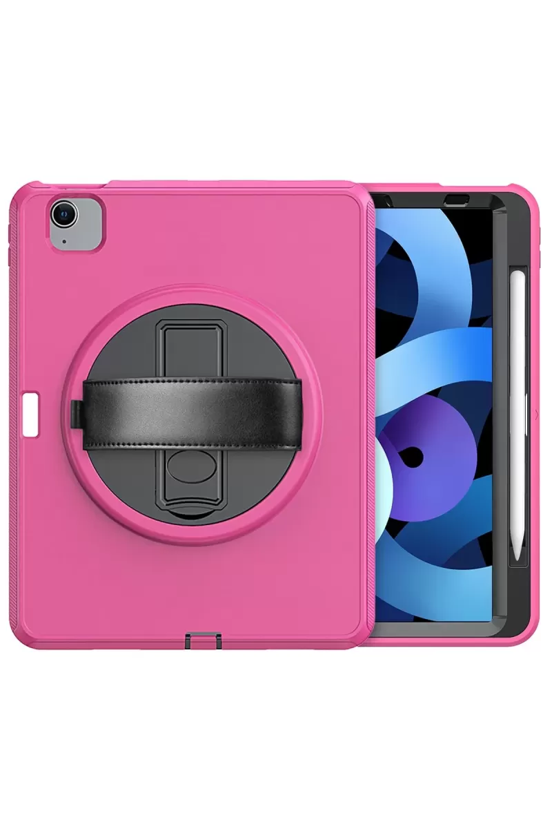Newface Apple iPad 2022 10.9 (10.nesil) Kılıf Hand Strap Tablet Kılıfı - Pembe