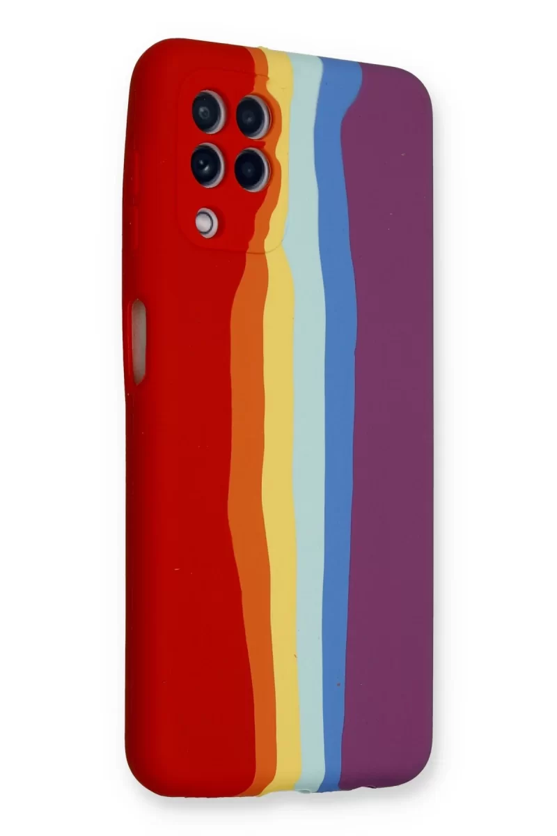 Newface Samsung Galaxy A22 Kılıf Ebruli Lansman Silikon - Kırmızı-Mor