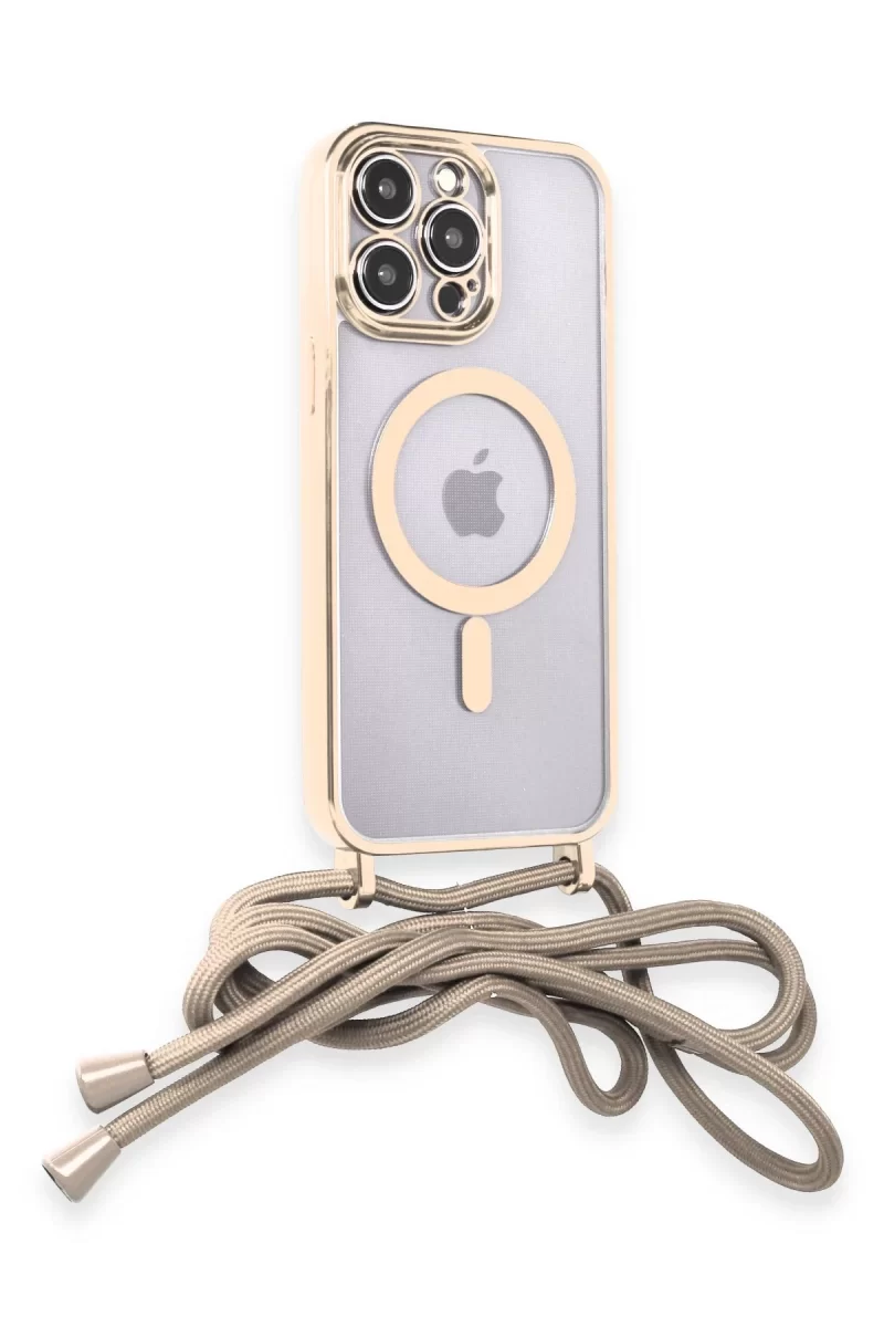Newface Apple iPhone 13 Pro Kılıf Divo Lazer Askılı Magsafe Kapak - Gold