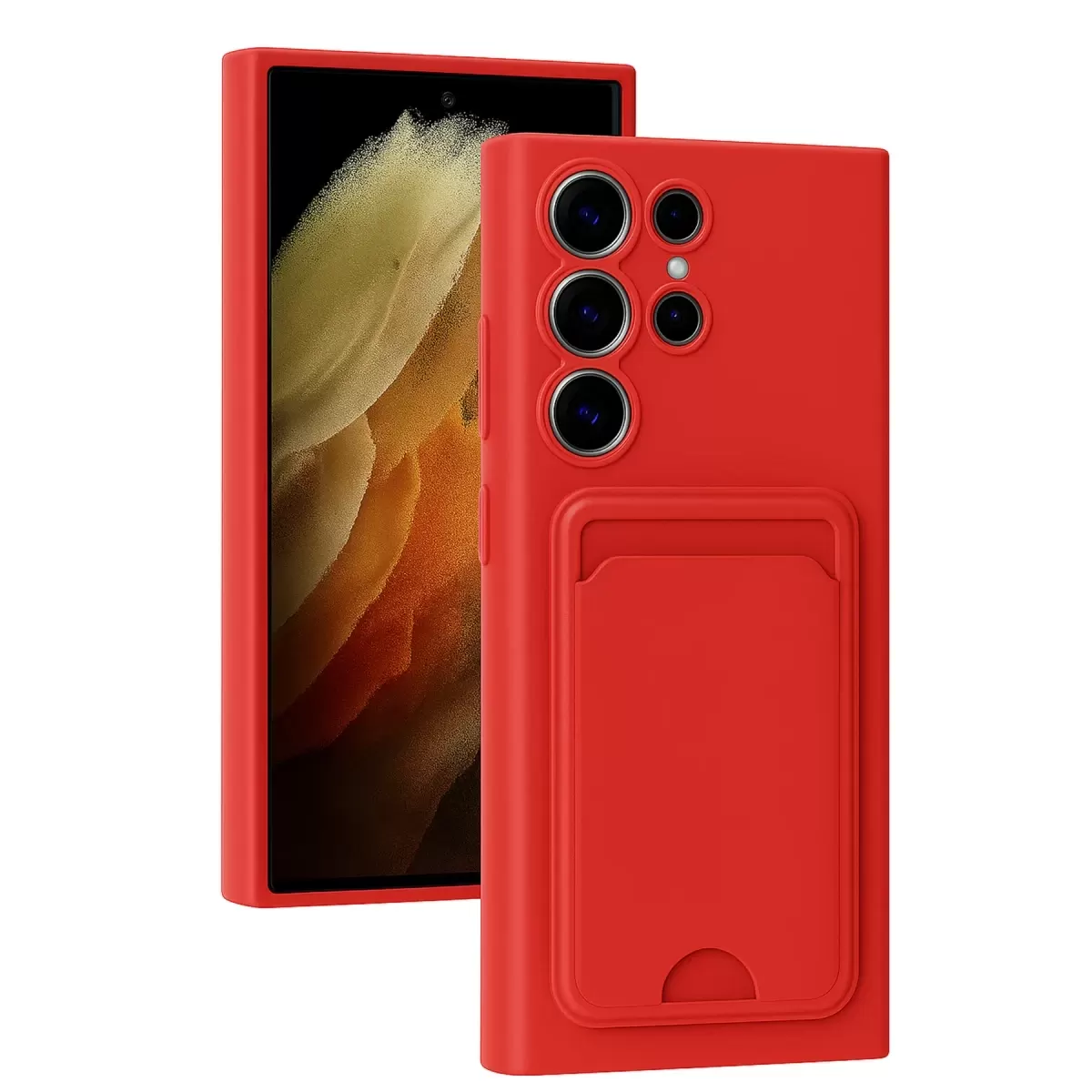 Newface Samsung Galaxy S24 Ultra Kılıf Kelvin Kartvizitli Silikon - Kırmızı