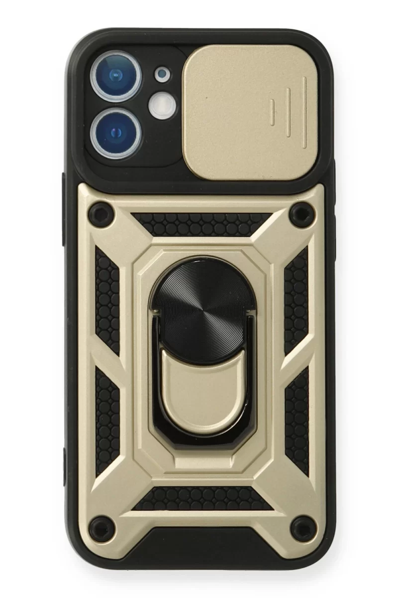 Newface Apple iPhone 11 Kılıf Pars Lens Yüzüklü Silikon - Gold