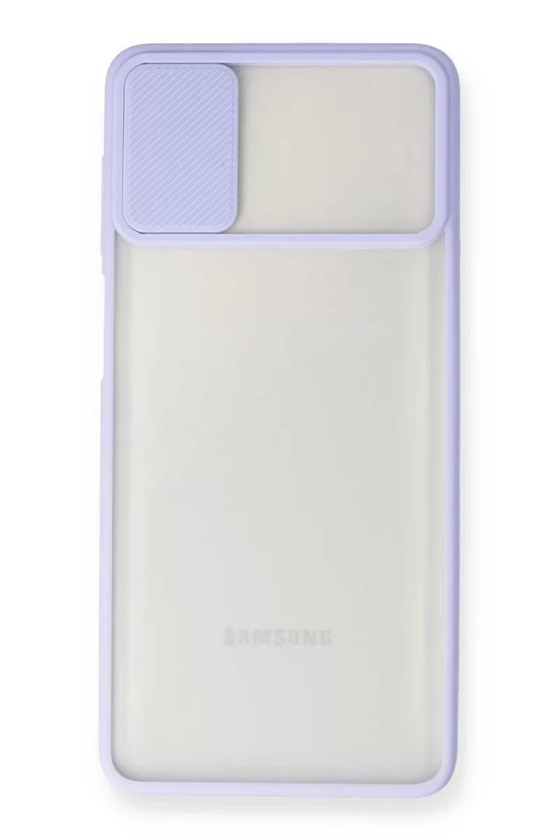 Newface Samsung Galaxy M51 Kılıf Palm Buzlu Kamera Sürgülü Silikon - Lila