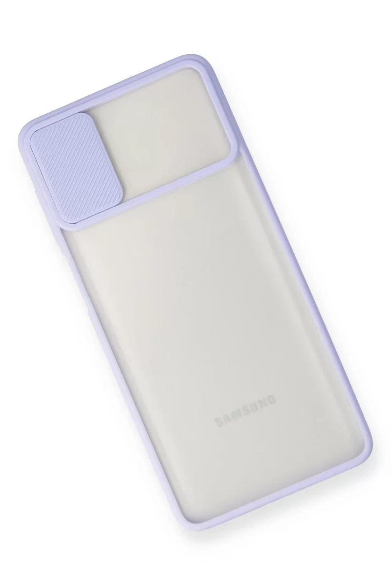 Newface Samsung Galaxy M51 Kılıf Palm Buzlu Kamera Sürgülü Silikon - Lila