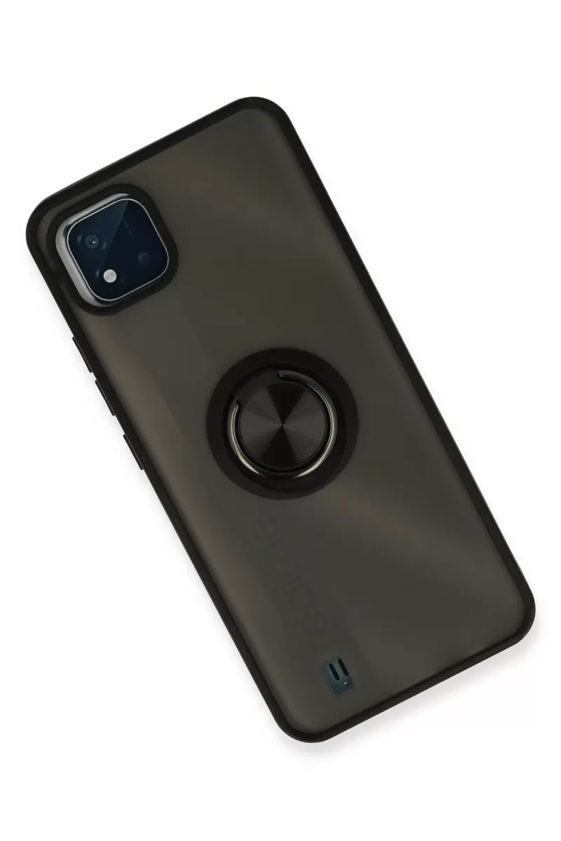 Newface Realme C11 2021 Kılıf Montreal Yüzüklü Silikon Kapak - Siyah