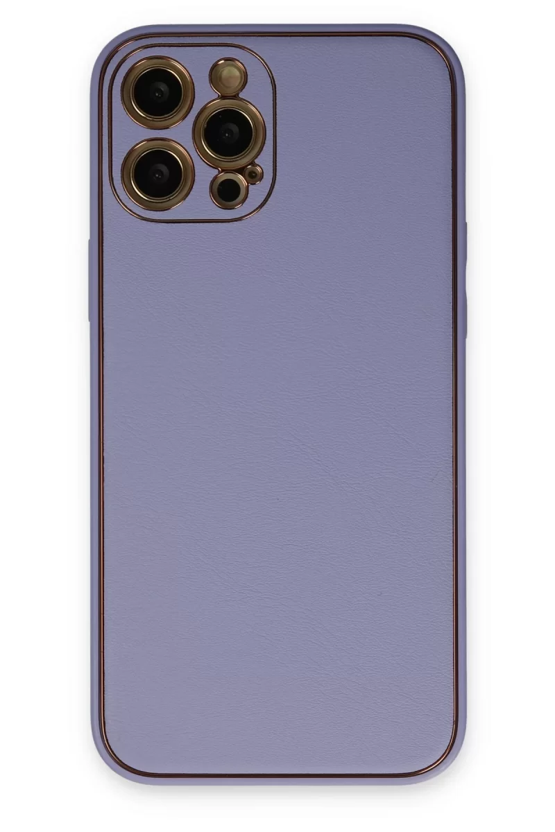 Newface Apple iPhone 12 Pro Kılıf Coco Deri Silikon Kapak - Açık Lila