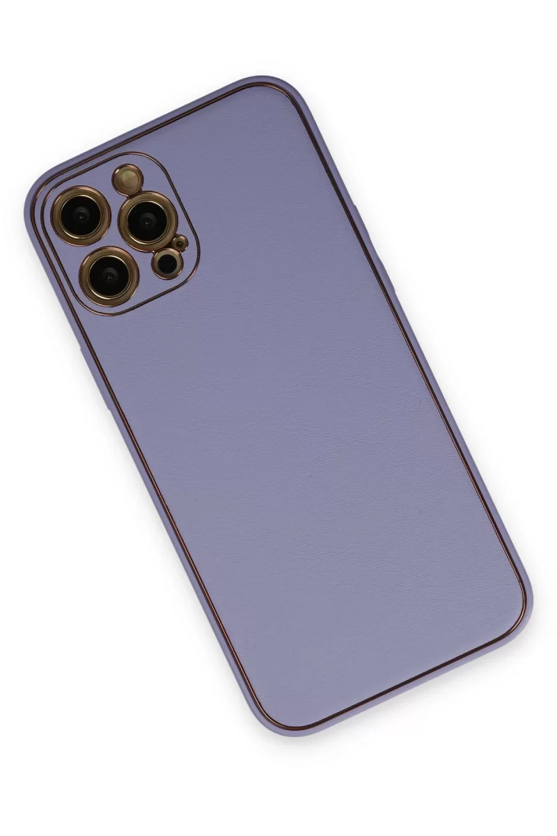 Newface Apple iPhone 12 Pro Kılıf Coco Deri Silikon Kapak - Açık Lila