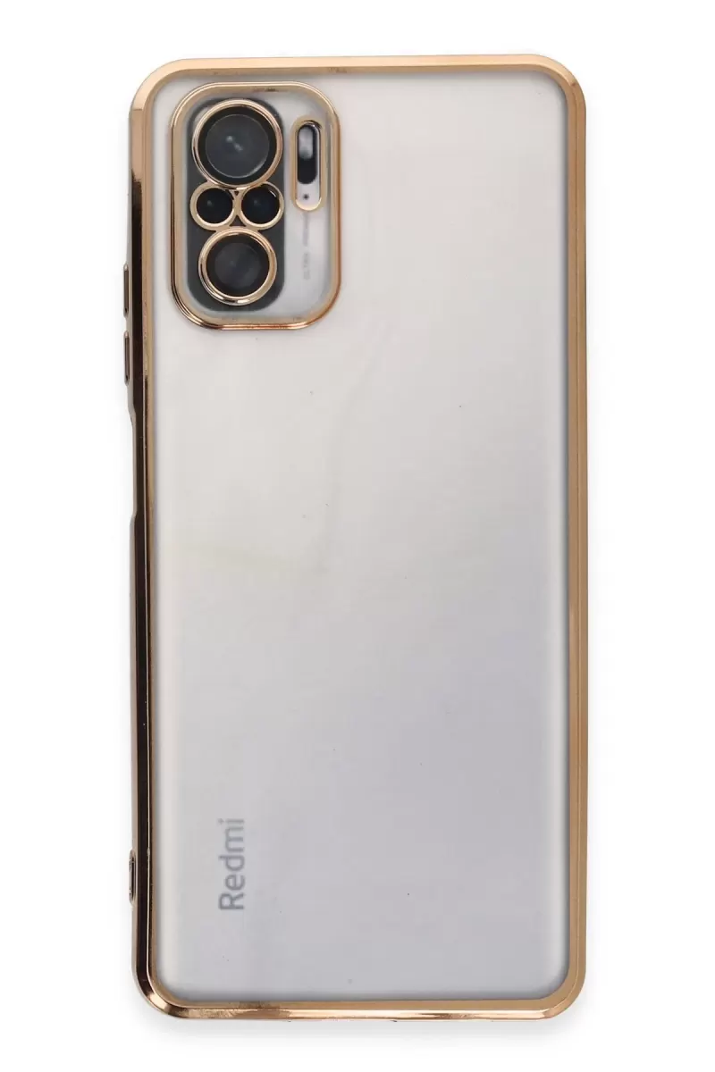 Newface Xiaomi Redmi Note 10 Kılıf Razer Lensli Silikon - Gold