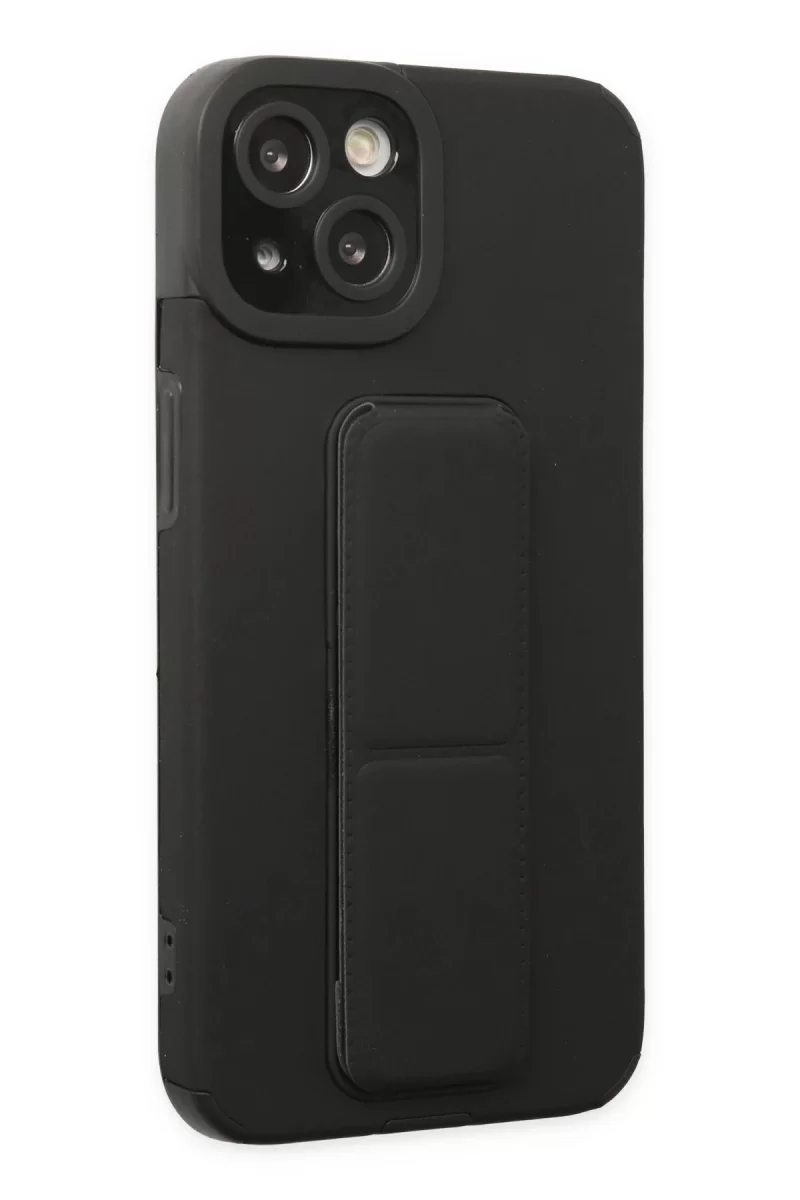 Newface Apple iPhone 14 Plus Kılıf Mega Standlı Silikon - Siyah