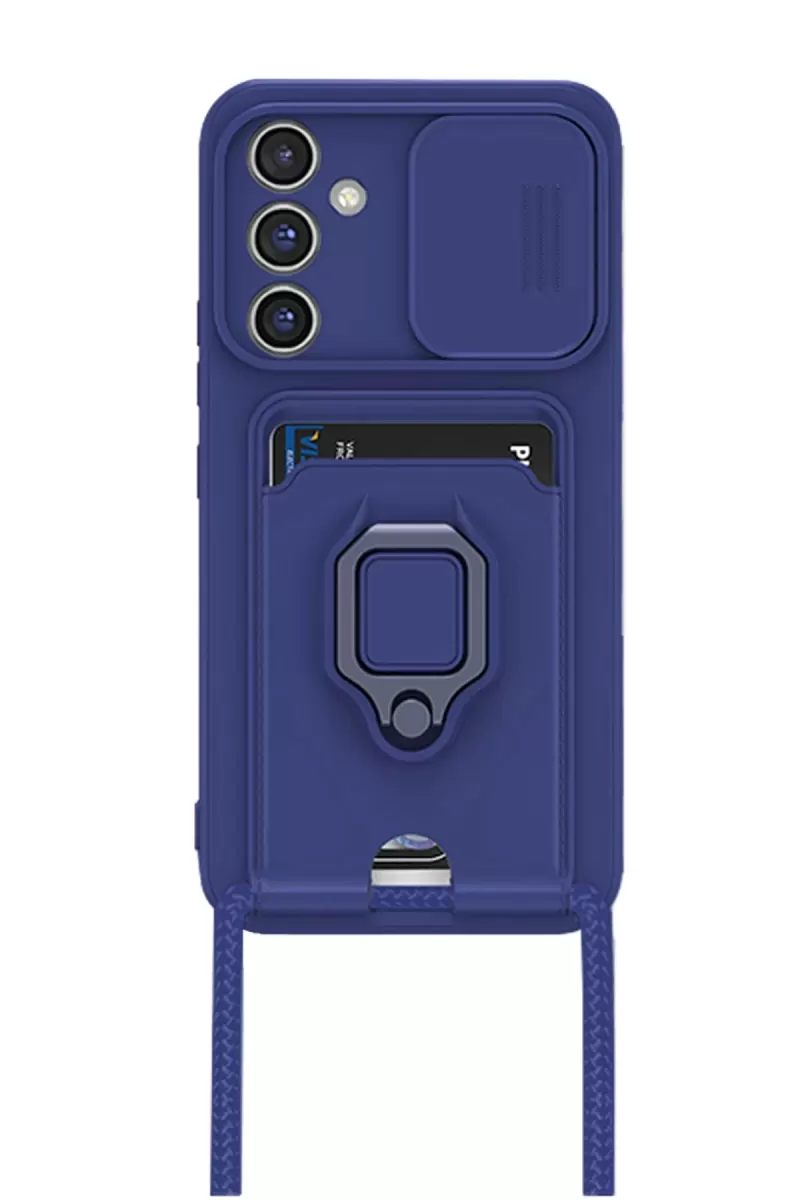 Newface Samsung Galaxy A14 4G Kılıf Zuma Kartvizitli Yüzüklü Silikon - Lacivert