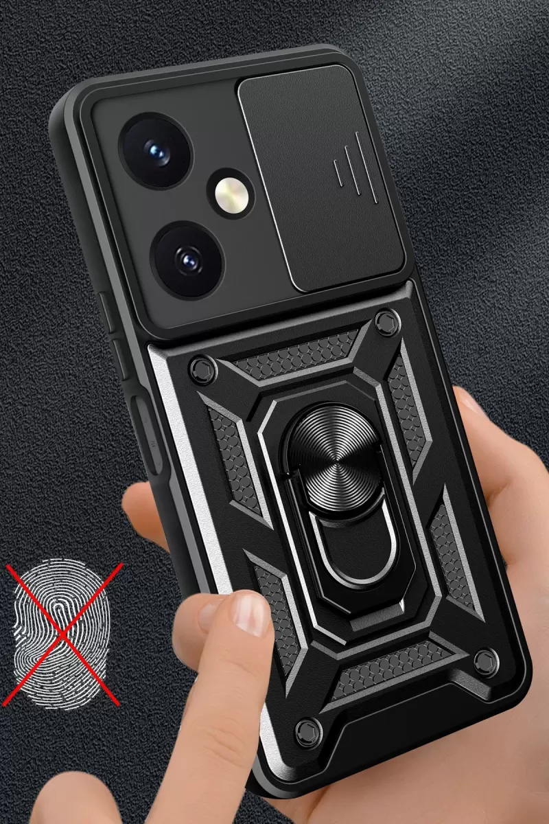 Newface Vivo Y27 Kılıf Pars Lens Yüzüklü Silikon - Gold