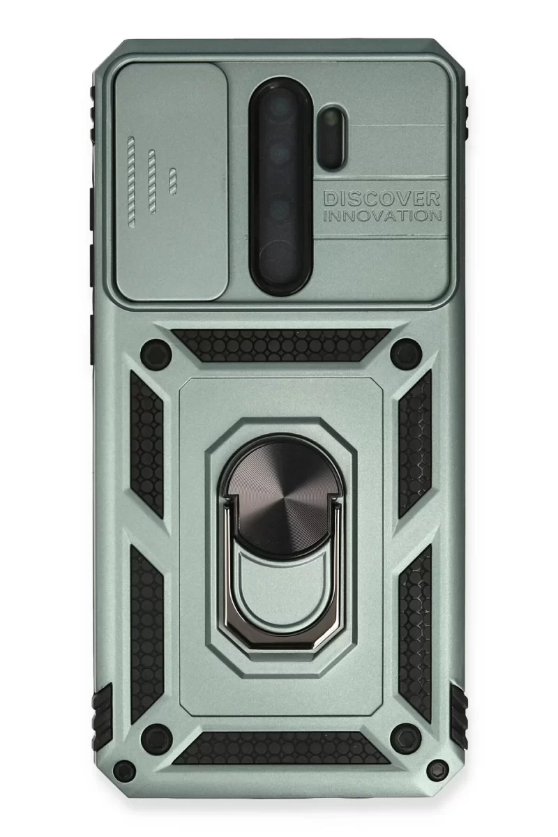 Newface Xiaomi Redmi Note 8 Pro Kılıf Pars Lens Yüzüklü Silikon - Yeşil